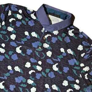 Greyson Golf Polo Shirt Large Blue Clouds AOP Short Sleeve Stretch Performance